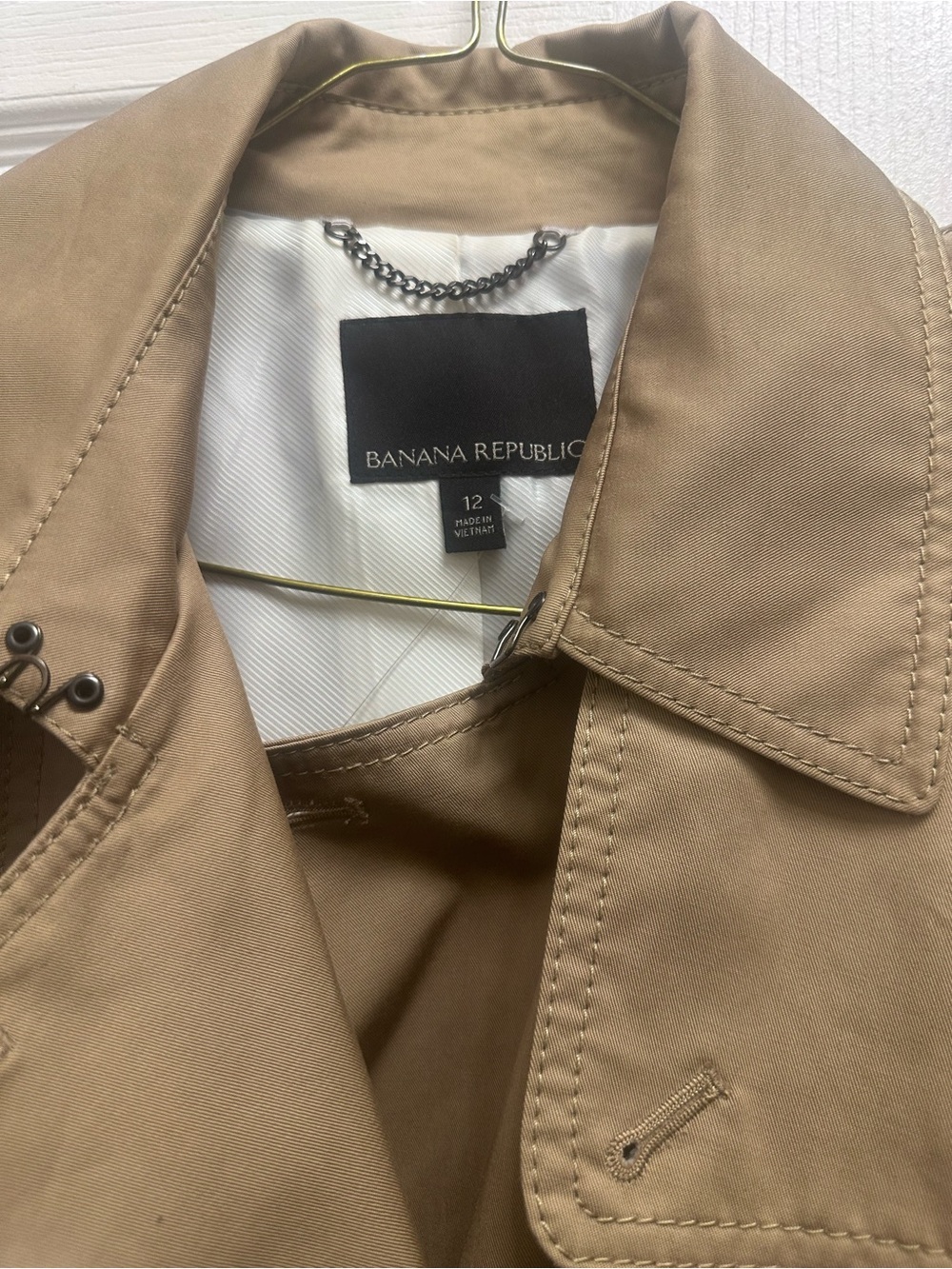 Banana Republic Camel Tan Double Breasted Belted Trench Coat Size 12